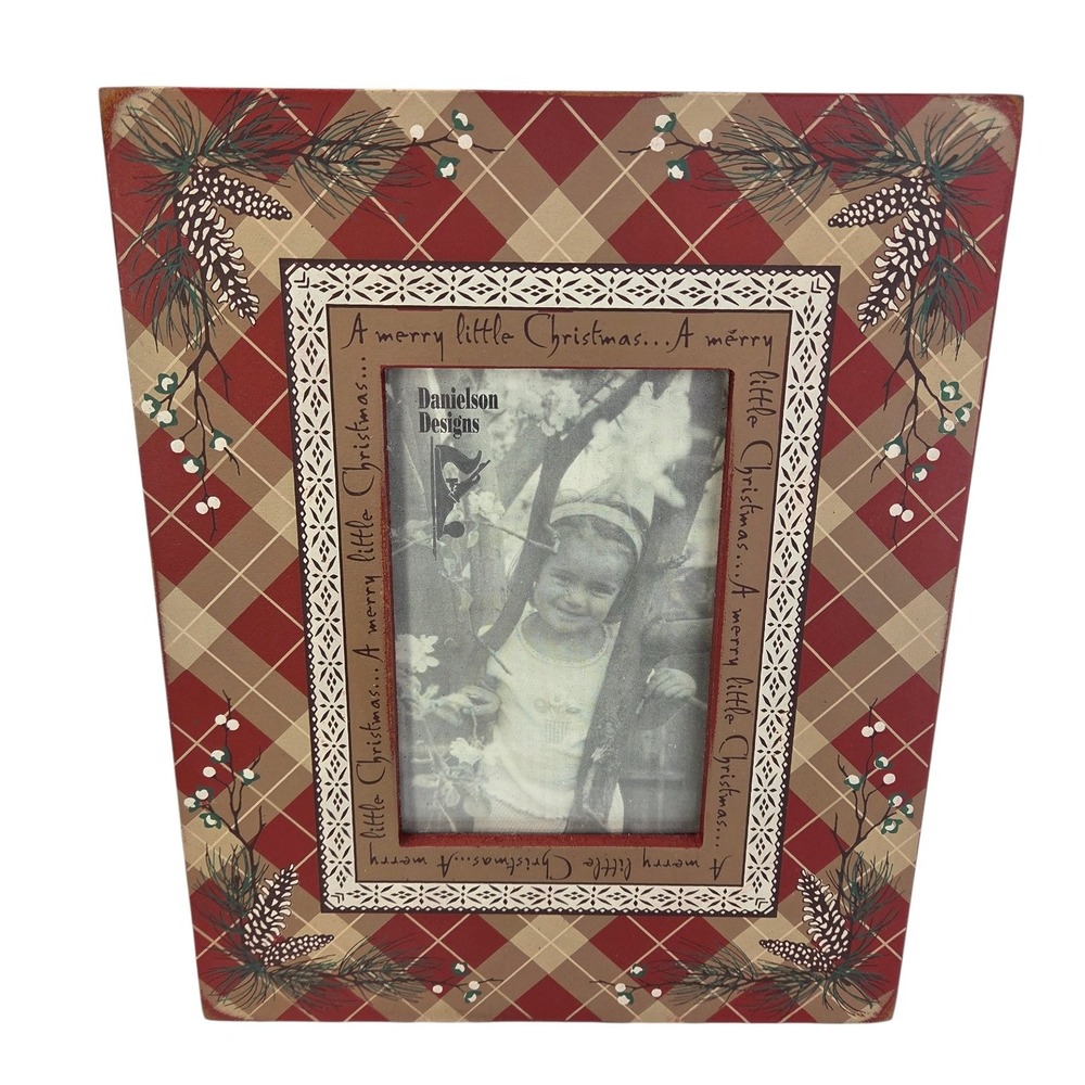 Danielson Designs Holiday Picture Frame Christmas Decor Red Ageworn Table Wall